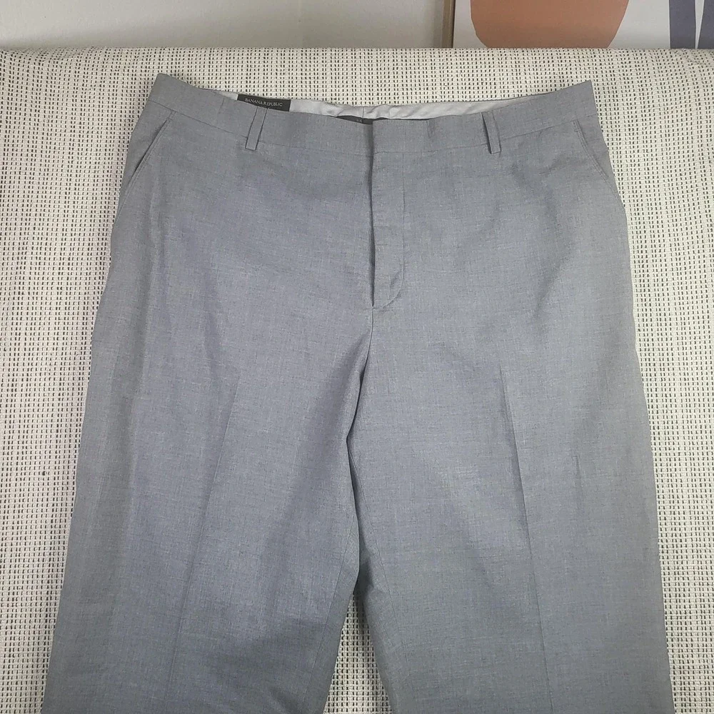Banana Republic Pants Mens 38x32 Gray Tailored Dress Slacks‎ Flat Front Classic